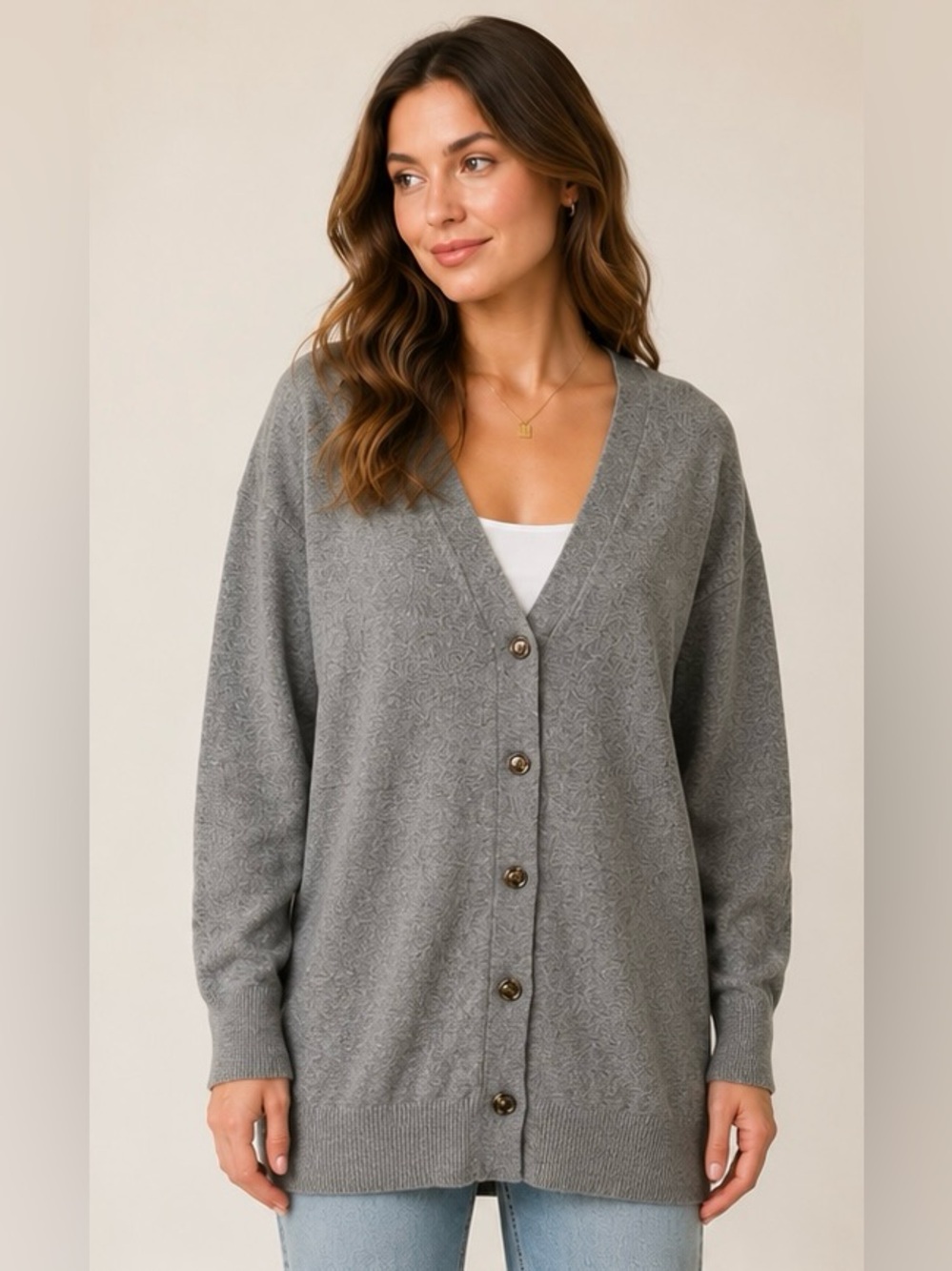 Ann Taylor Wool Blend Long Cardigan Sweater Dress Gray Size Large